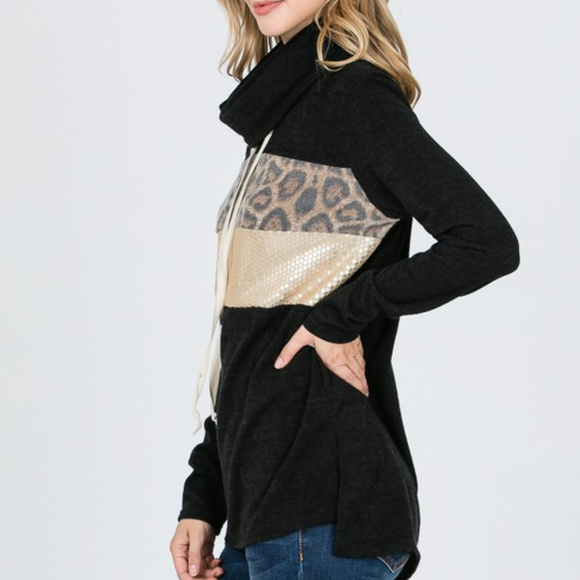 Hoodie with Leopard Print/Sequins - Picture 7 of 8